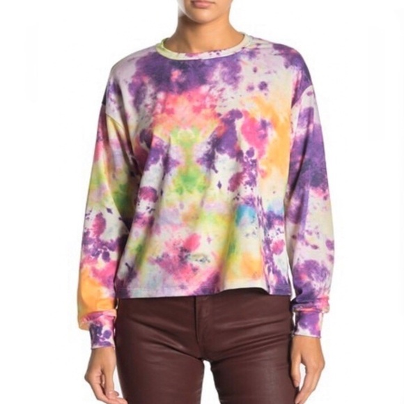 TIE-DYE cropped pullover sweatshirt - Picture 1 of 5